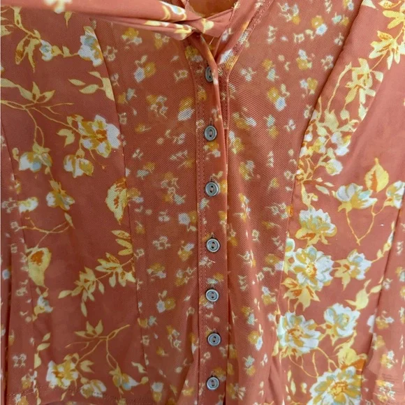 Free People Floral Rust Blouse - Picture 3 of 3